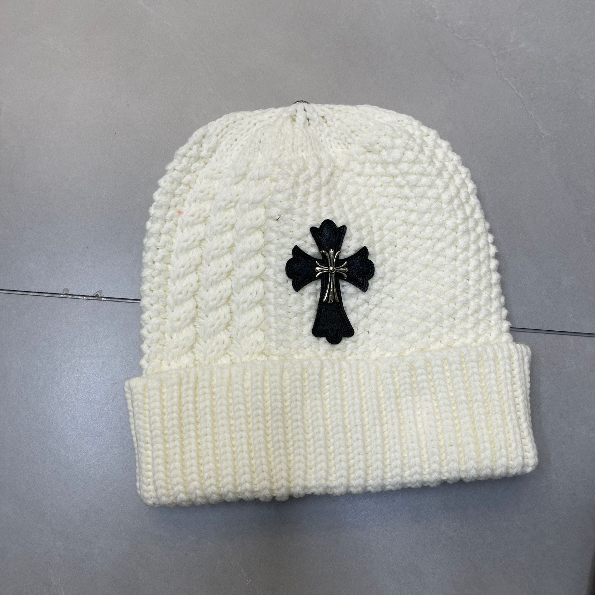 Chrome Heart Beanie Twist Wool Knitted Hat Ear Protector Headcap
