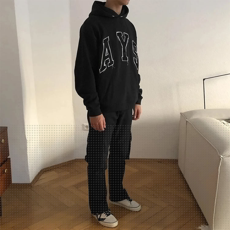 Askyurself Hoodie Letter High Street Loose Terry Casual Hooded Sweater